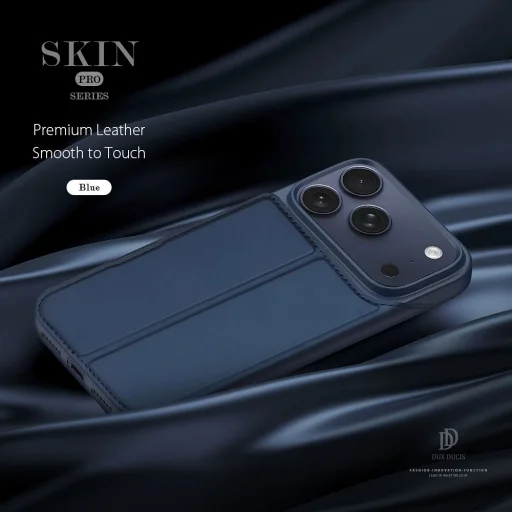 Apple iPhone 18 Pro / 17 Pro modré knižkové puzdro DUX DUCIS Skin Pro - 4