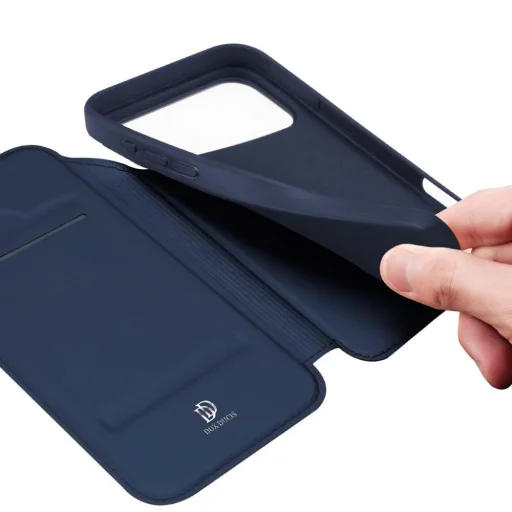 Apple iPhone 18 Pro / 17 Pro modré knižkové puzdro DUX DUCIS Skin Pro - 5