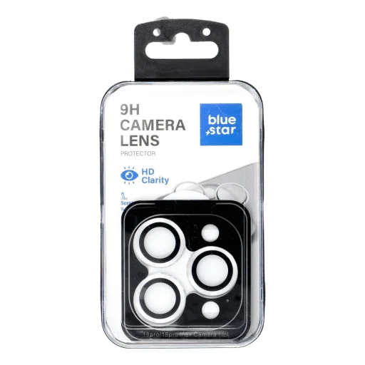 BLUE STAR Easy Install ochranné sklo na šošovku fotoaparátu pre iPhone 18 Pro / 18 Pro Max, strieborné - 1