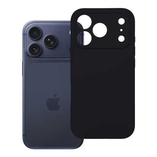 iPhone 18 Pro Max / 17 Pro Max čierne silikónové puzdro s ochranou fotoaparátu, 2 mm - 1
