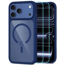 iPhone 17 Pro Max / 18 Pro Max sötétkék/átlátszó Tech-Protect MagOne MagSafe CC + Glass 2 darabos tok- és üvegvédő szett