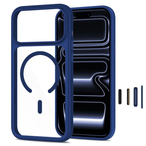 Tech-Protect MagOne MagSafe ovládanie kamery + ochranné tvrdené sklo balenie 2 ks iPhone 17 Pro / 18 Pro tmavomodrý/priehľadný kryt - 2
