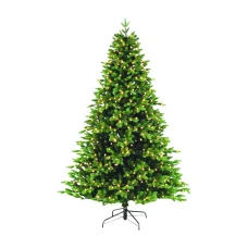 HOME KMF4LED210 umelý vianočný stromček s LED osvetlením, 210 cm, 380 ks teplých bielych LED, 8 programov, kovový stojan, interiérové prevedenie
