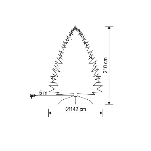 HOME KMF4LED210 umelý vianočný stromček s LED osvetlením, 210 cm, 380 ks teplých bielych LED, 8 programov, kovový stojan, interiérové prevedenie - 2