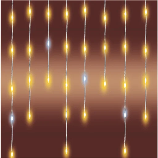 HOME KKF1200D20M LED-es sziporkázó fényfüggöny, 20 méter, 1200db melegfehér DOT LED, adapteres tápellátás, kül- és beltéri kivitel - 1