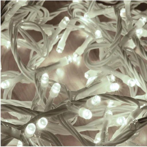 HOME DLIC120WH sorolható cluster fényfüzér, 2,5 méter, 120db hidegfehér LED, fehér vezeték, kül- és beltéri kivitel - 1