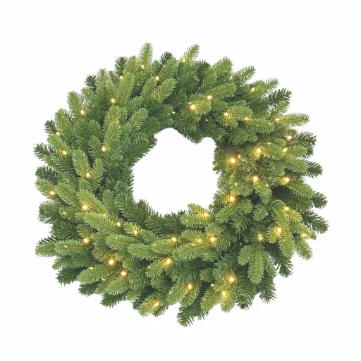 HOME KMK60LED umelý veniec, 60 cm, 325 vetiev, 50 ks teplá biela LED, 8 programov, časovač, sieťové napájanie, interiérové prevedenie - 1
