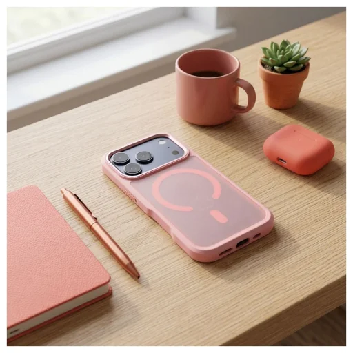 Kryt na iPhone 18 Pro / 17 Pro Forcell F-Protect dymový hybridný prémiový kompatibilný s MagSafe ružový kryt - 5