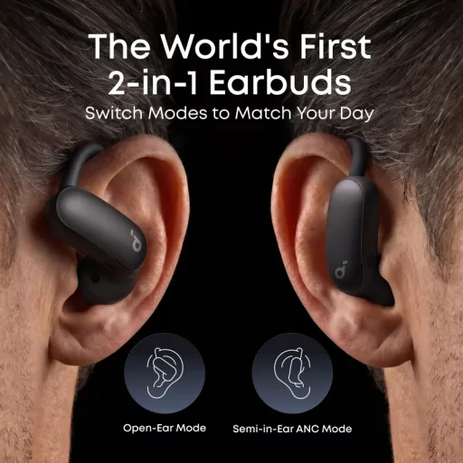 Anker SoundCore AeroFit 2 Pro bezdrôtové otvorené slúchadlá, čierne A3875G11 - 2