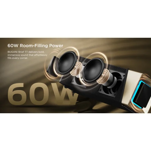 Bugani Brief TT Bluetooth reproduktor, 60 W, čierno-zlatý - 6