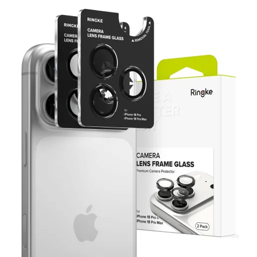 iPhone 18 Pro / 18 Pro Max čierny Ringke ochranný rámček na fotoaparát, 2 kusy tvrdeného skla - 1