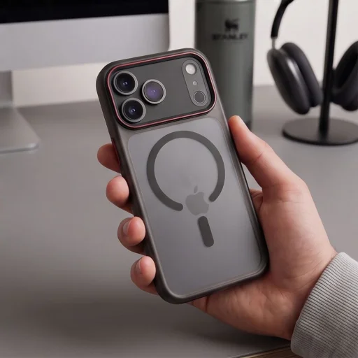 iPhone 17 Pro / 18 Pro matné čierne/červené Tech-Protect MagCam MagSafe puzdro - 6