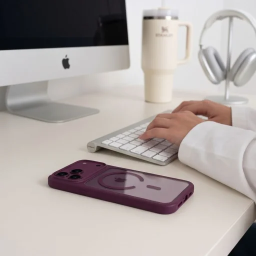 iPhone 17 Pro / 18 Pro tmavočerešňové/transparentné puzdro Tech-Protect MagOne MagSafe s ovládaním fotoaparátu + 2 ks skla - 12