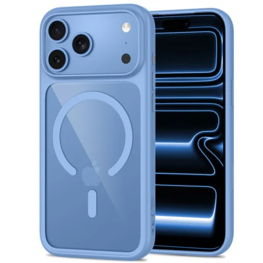 iPhone 17 Pro / 18 Pro svetlomodré/priehľadné puzdro Tech-Protect MagOne MagSafe CC s 2 ks tvrdeného skla Glass+ - 3