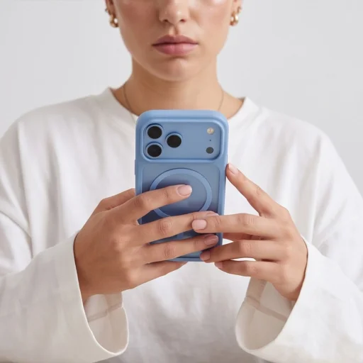 iPhone 17 Pro / 18 Pro svetlomodré/priehľadné puzdro Tech-Protect MagOne MagSafe CC s 2 ks tvrdeného skla Glass+ - 10