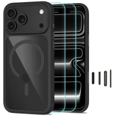Apple iPhone 17 Pro / 18 Pro čierno/priehľadné puzdro Tech-Protect MagOne MagSafe s ovládaním kamery + 2 ks skla