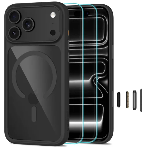 Apple iPhone 17 Pro / 18 Pro čierno/priehľadné puzdro Tech-Protect MagOne MagSafe s ovládaním kamery + 2 ks skla - 1
