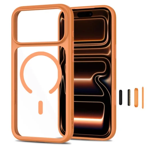 iPhone 17 Pro / 18 Pro Kozmická oranžová/priehľadná Tech-Protect MagOne MagSafe CC + Glass puzdro s 2 ks ochranného skla - 2