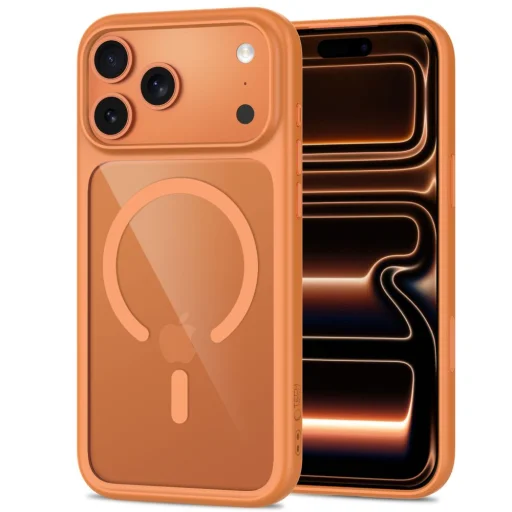iPhone 17 Pro / 18 Pro Kozmická oranžová/priehľadná Tech-Protect MagOne MagSafe CC + Glass puzdro s 2 ks ochranného skla - 3