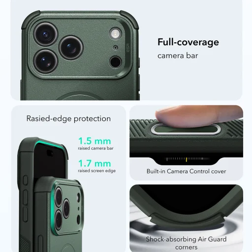 iPhone 18 Pro Max / iPhone 17 Pro Max Zelené ESR Cyber HaloLock puzdro - 6