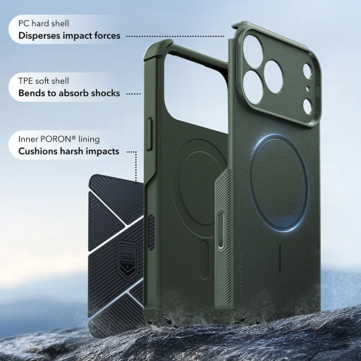 iPhone 18 Pro Max / iPhone 17 Pro Max Zelené ESR Cyber HaloLock puzdro - 4