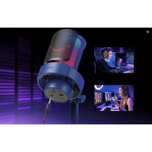 Fifine A8 Blue USB herný mikrofón s modrým RGB podsvietením - 5