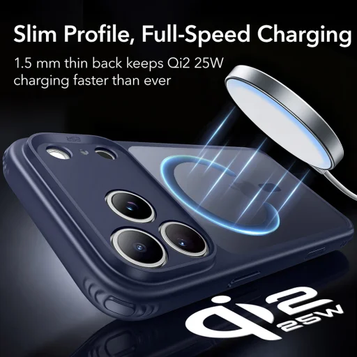 iPhone 18 Pro / iPhone 17 Pro matné modré puzdro ESR Classic Hybrid HaloLock - 3