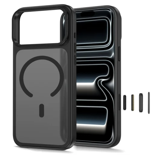 iPhone 17 Pro / 18 Pro matné čierne Tech-Protect MagStand MagSafe CC puzdro - 2