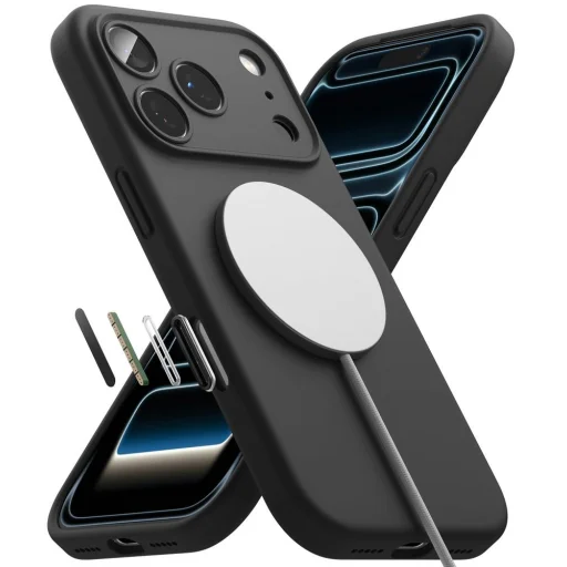 Čierne silikónové magnetické MagSafe puzdro Ringke pre iPhone 18 Pro Max - 5