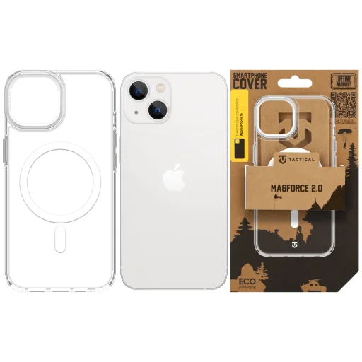 Apple iPhone 14 strieborný Tactical MagForce 2.0 priehľadný kryt - 6