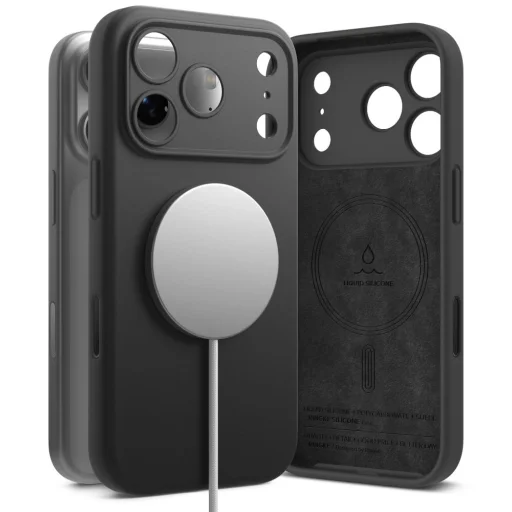 Apple iPhone 18 Pro čierne puzdro Ringke Silicone Magnetic MagSafe - 1