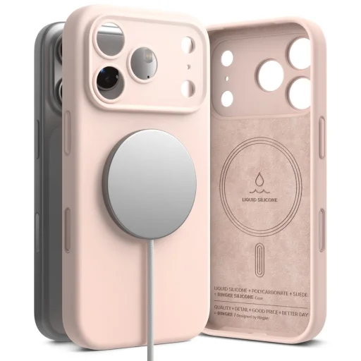 iPhone 18 Pro pieskovoružové silikónové puzdro Ringke Silicone Magnetic MagSafe - 1