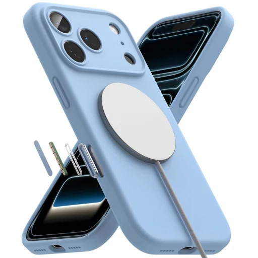 Svetlomodré silikónové magnetické puzdro Ringke MagSafe pre iPhone 18 Pro - 5