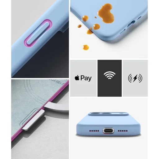 Svetlomodré silikónové magnetické puzdro Ringke MagSafe pre iPhone 18 Pro - 8