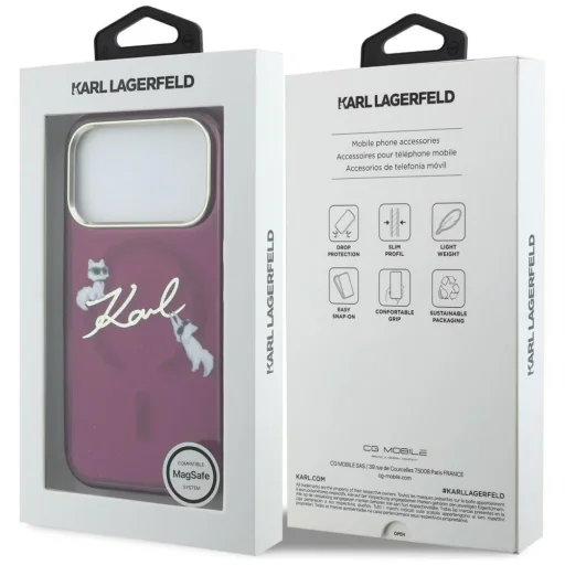 iPhone 18 Pro bordový kryt Karl Lagerfeld IML Choupette a Karl Script Logo MagSafe - 6
