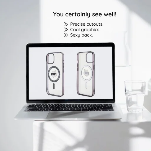  iPhone 18 Pro Bordó Karl Lagerfeld IML Choupette és Karl Script Logo MagSafe tok - 4