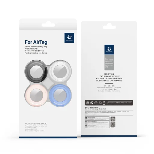 Apple AirTag Dux Ducis PC Secure Holder vodotesné puzdro, 4 ks, čierna/biela/modrá/ružová - 7