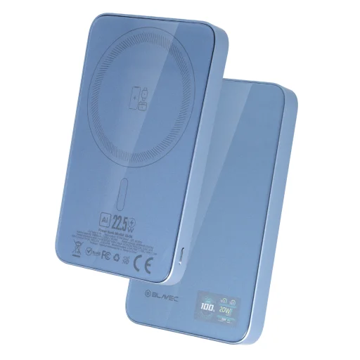 Blavec BJ-04 Slim 10000 mAh magnetická MagSafe 3 v 1 externá batéria, so svetlomodrým sklom - 2