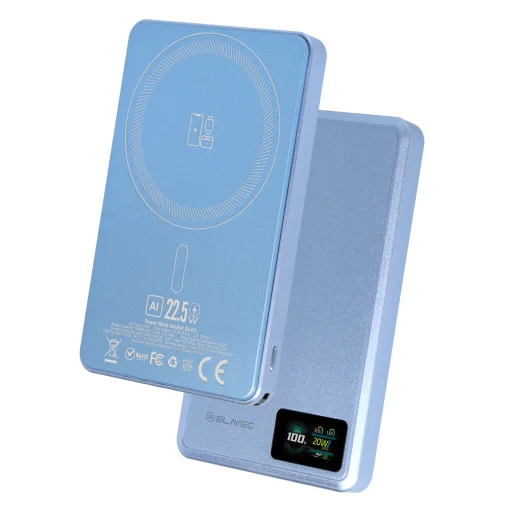 Blavec Power Bank 10000mAh BJ-03 Slim 13,5mm - Type C - 22,5W magnetic Magsafe 3 in 1 (PBBJ03-MC10LB) lightblue aluminum - 2