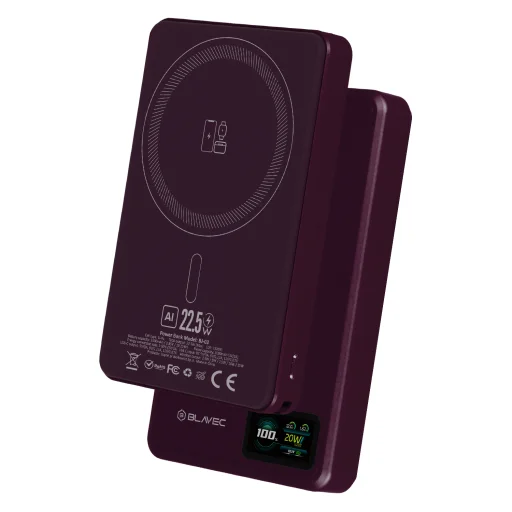 Blavec BJ-03 10 000 mAh magnetická MagSafe 3 v 1 externá batéria, fialová - 2