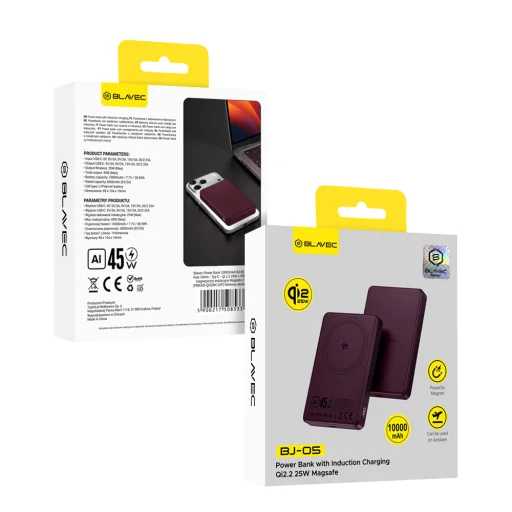 Blavec BJ-05 10000 mAh mágneses külső akkumulátor, lila - 4
