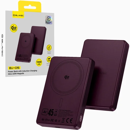 Blavec BJ-05 10000 mAh mágneses külső akkumulátor, lila - 1