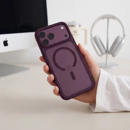 iPhone 17 Pro Max / 18 Pro Max matné bordové puzdro Tech-Protect Magmat MagSafe CC - 9