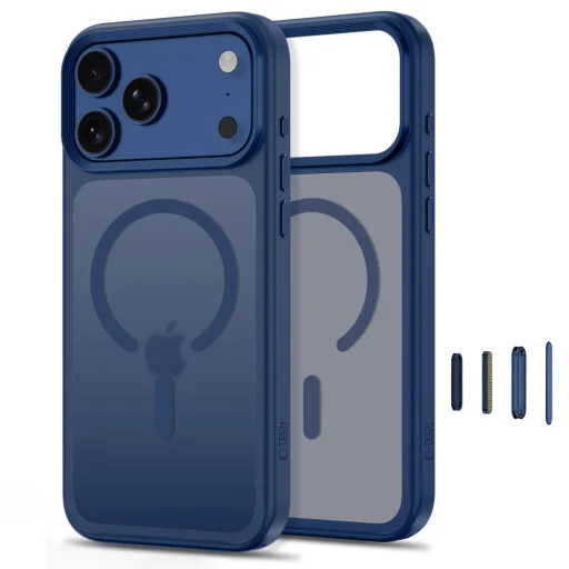 Apple iPhone 17 Pro Max / 18 Pro Max matné tmavomodré Tech-Protect Magmat MagSafe CC hybridné ochranné puzdro - 2