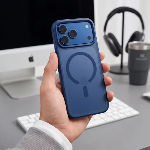 Apple iPhone 17 Pro Max / 18 Pro Max matné tmavomodré Tech-Protect Magmat MagSafe CC hybridné ochranné puzdro - 5