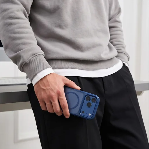Apple iPhone 17 Pro Max / 18 Pro Max matné tmavomodré Tech-Protect Magmat MagSafe CC hybridné ochranné puzdro - 6