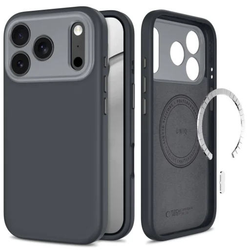 iPhone 17 Pro / 18 Pro tmavosivý Tech-Protect Uniq MagSafe CC silikónový zadný kryt - 1