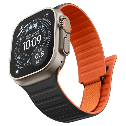 Spigen Athlex Air M silikónový remienok pre Apple Watch, čierno-oranžový - 2