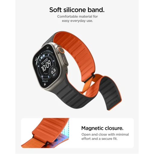 Spigen Athlex Air M silikónový remienok pre Apple Watch, čierno-oranžový - 7