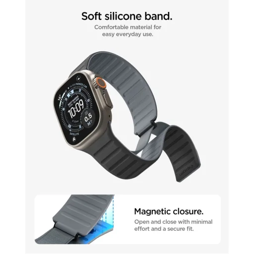 Apple Watch 8 / 9 / 10 / 11 / SE / Ultra (44 / 45 / 46 / 49 mm) čierny/sivý remienok Spigen Athlex Air M - 6